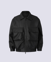 BLACK LEATHER DOUBLE POCKET JACKET
