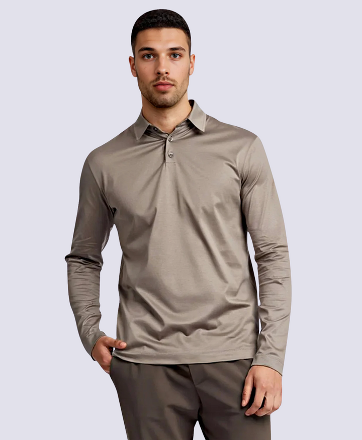 TAUPE POLO SHIRT LONG SLEEVE