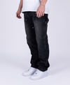 BLACK/GREY FLARED JEANS