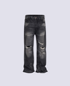 SCRATCHED BLACK FLARED JEANS