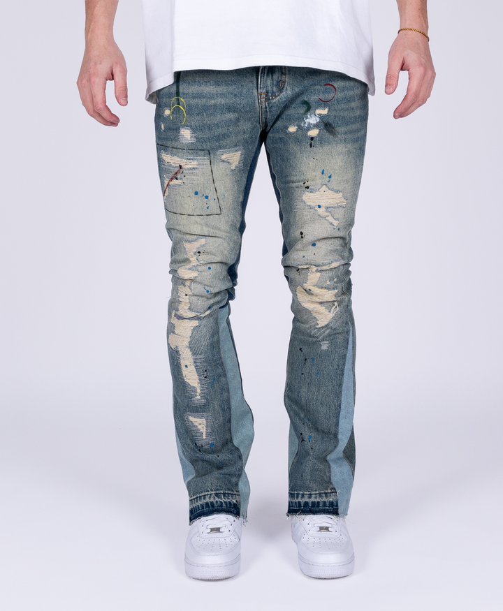 BLACK/GREY FLARED JEANS