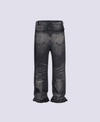 SCRATCHED BLACK FLARED JEANS