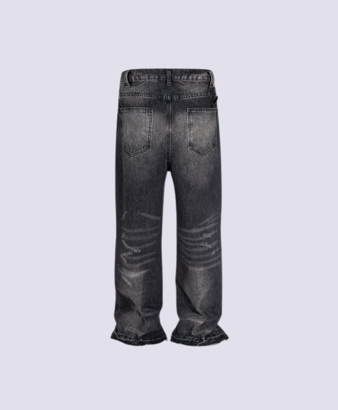 SCRATCHED BLACK FLARED JEANS